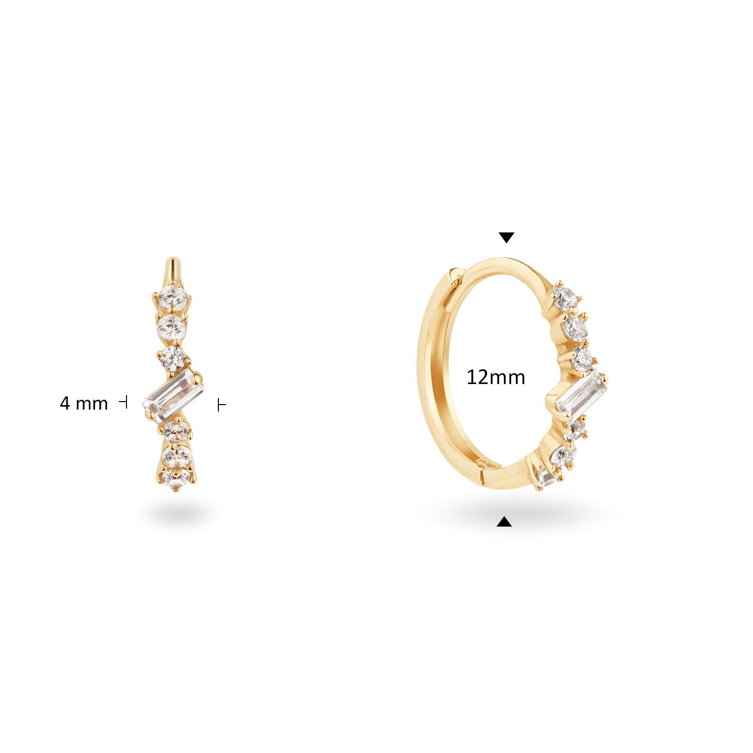 14 karaat geelgouden oorstekers - Jackie - Clifton White Topaz Hoops