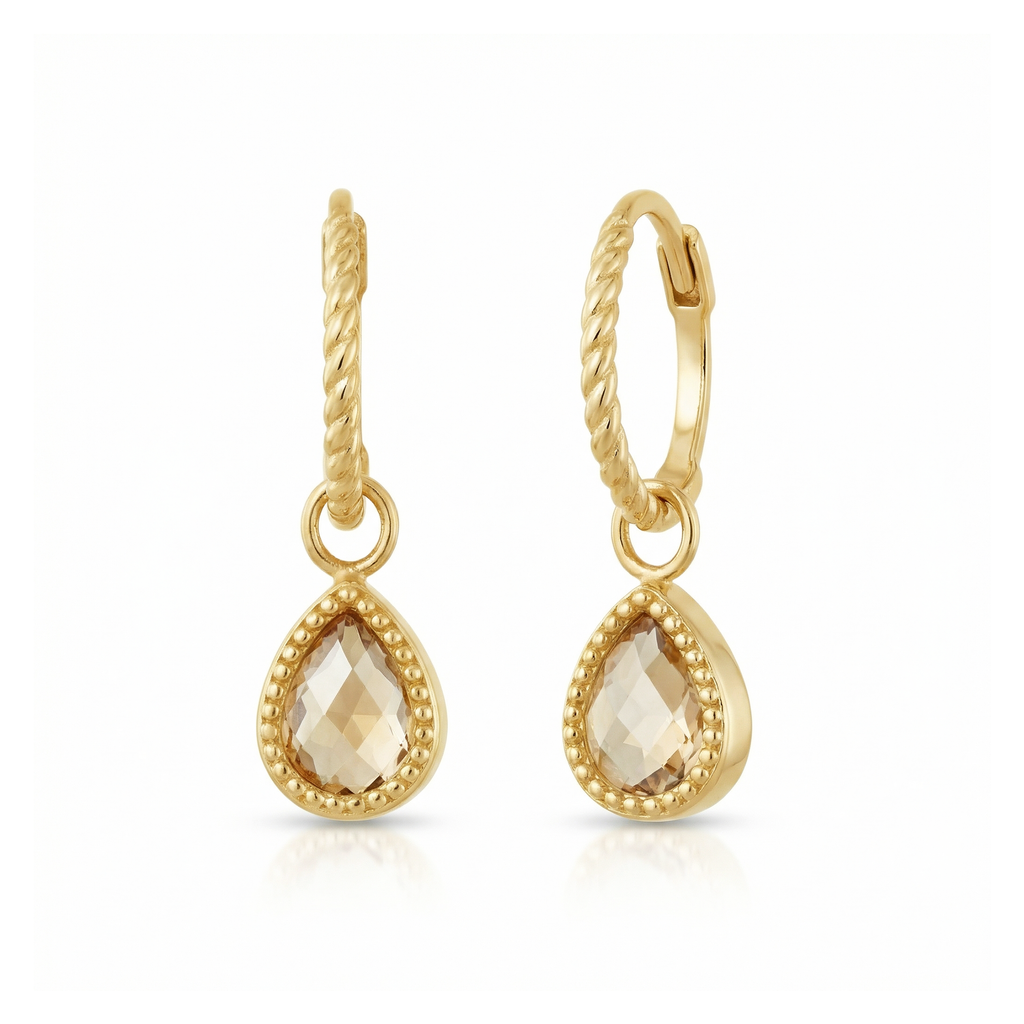 Amstel Citrine Hoops - Jackie - 14k Geelgoud