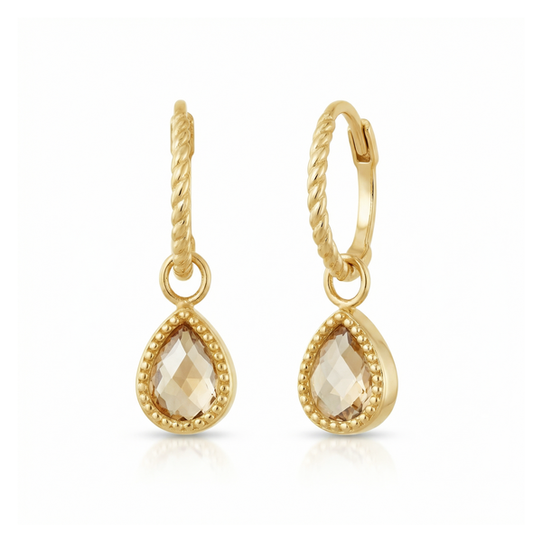 14 karaat geelgouden oorstekers - Amstel Citrine Hoops - Jackie