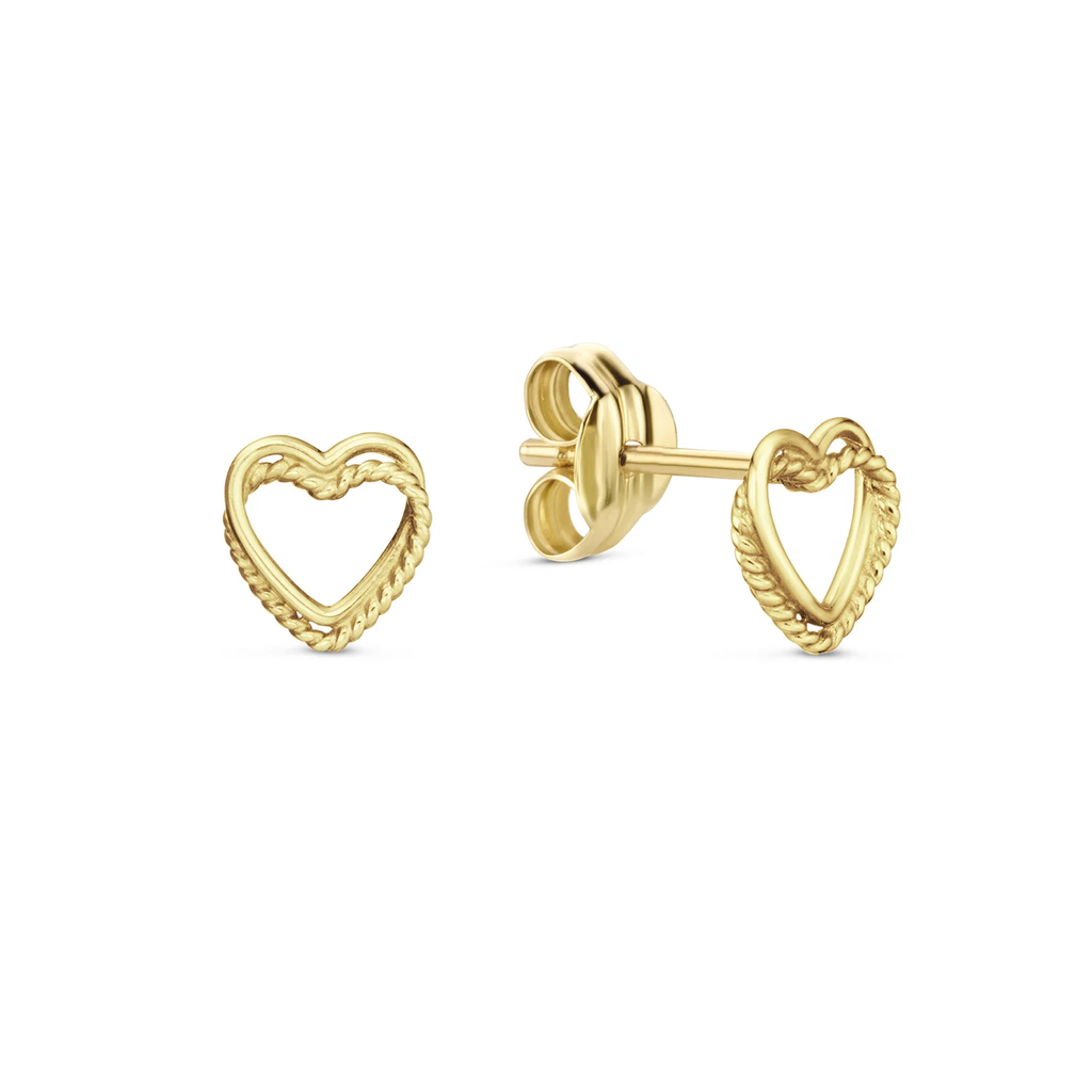 14 karaat geelgouden oorstekers - Twisted Heart Studs - Jackie