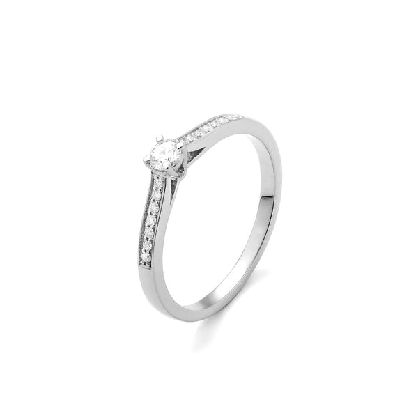 Solitair ring met diamanten in de band