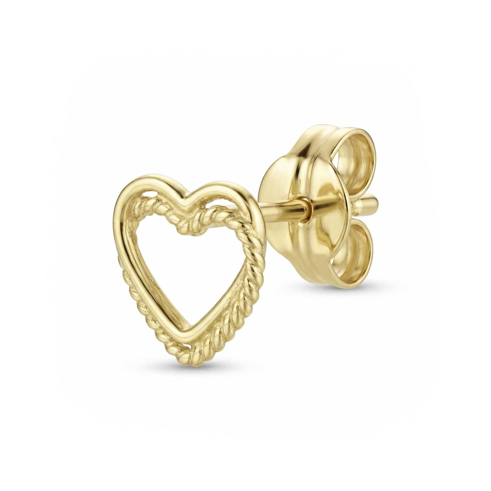 14 karaat geelgouden oorstekers - Twisted Heart Studs - Jackie