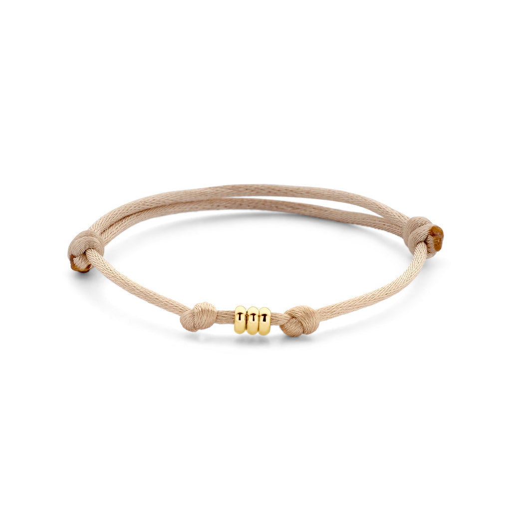 Satijn Armband Trio Beige 14k geelgoud