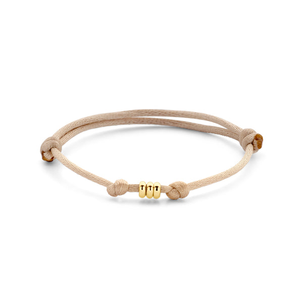 Satijn Armband Trio Beige - 14k Geelgoud