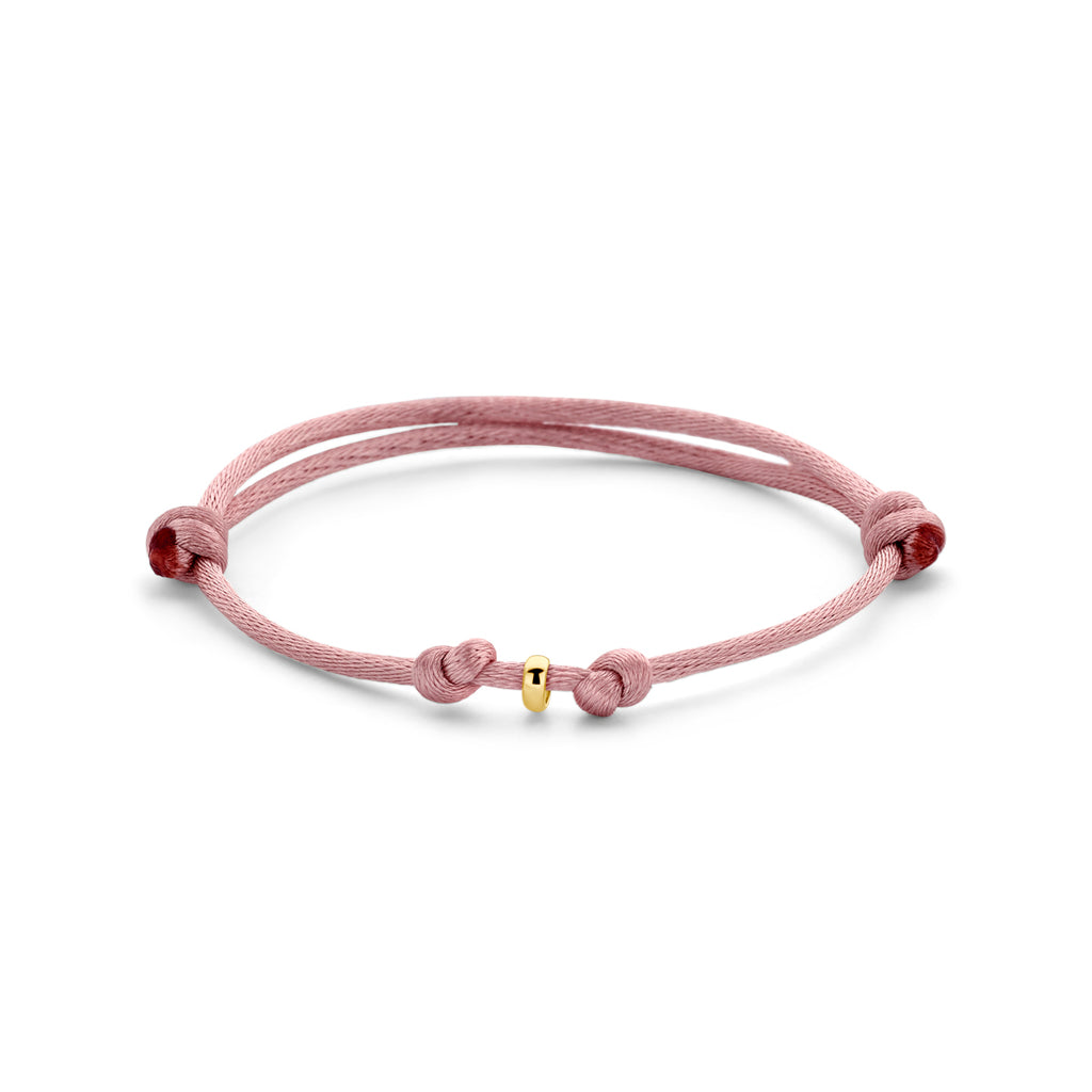 Satijn Armband Mini Roze 14k geelgoud