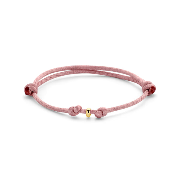 Satijn Armband Mini Roze - 14k Geelgoud