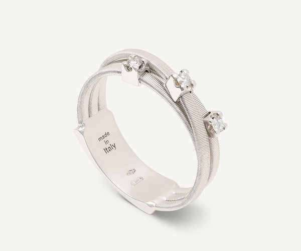 Goa - Driebaans ring met diamant - Marco Bicego - 18k Witgoud