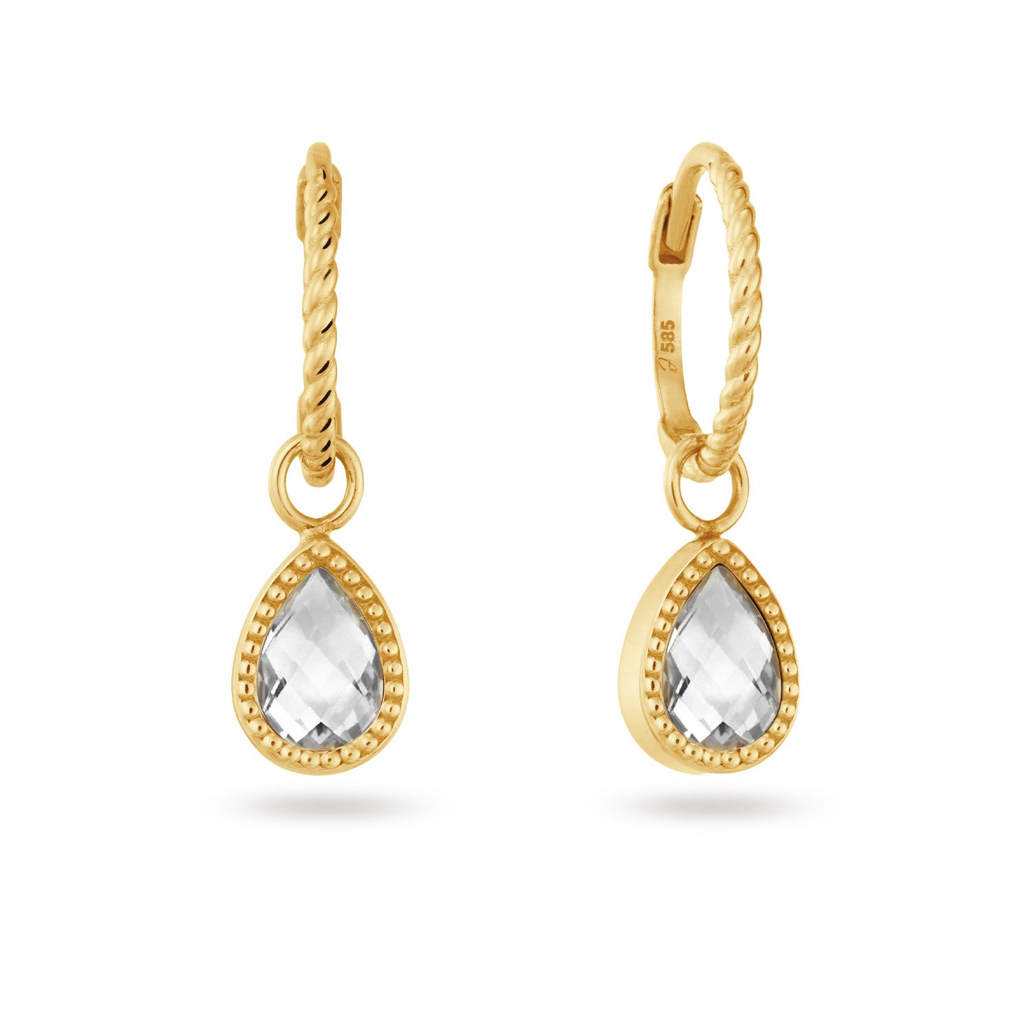 Amstel White Topaz Hoops - Jackie - 14k Geelgoud