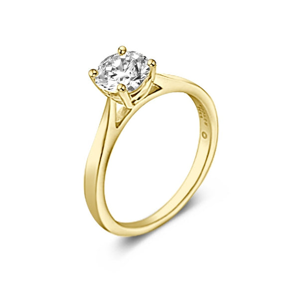 18 karaat 	geelgouden dames ring Illusion met diamant 0.10ct + 0.88ct - Antonellis