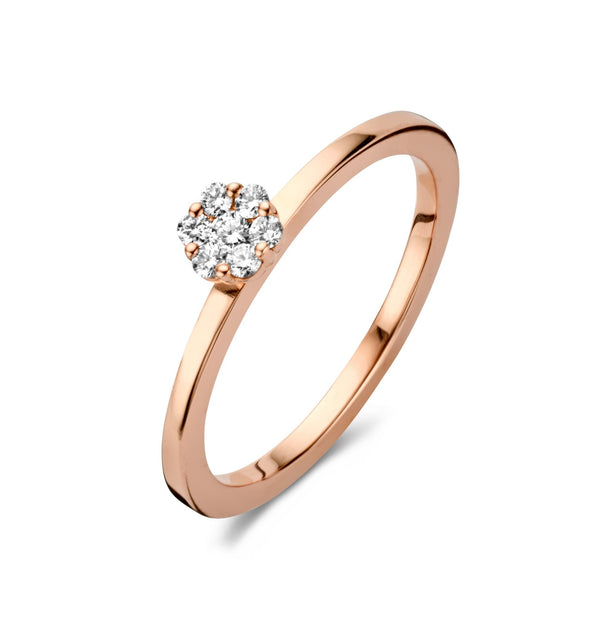 18 karaat 	roségouden dames ring  Luna met diamant 0.12ct - Antonellis