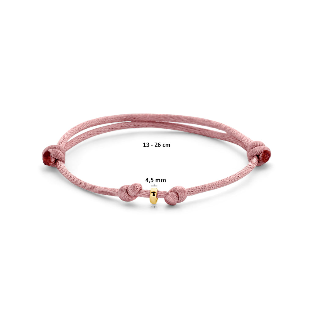Satijn Armband Mini Roze gedragen