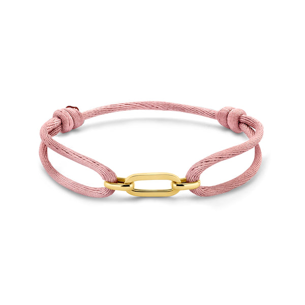 Satijn Armband Schakel Roze - 14k Geelgoud