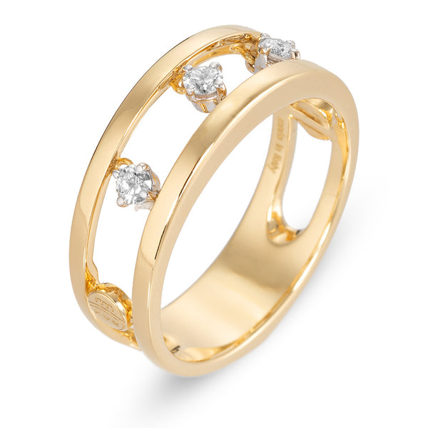 18 karaat geelgouden dames ring met diamant - Sirio - Ponte Vecchio