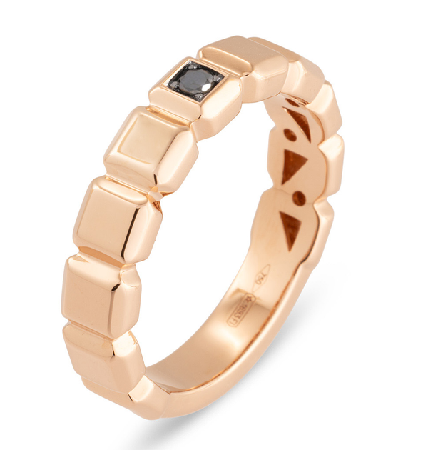 18 karaat roségouden dames ring met zwarte diamant - Iris Cube - Ponte Vecchio