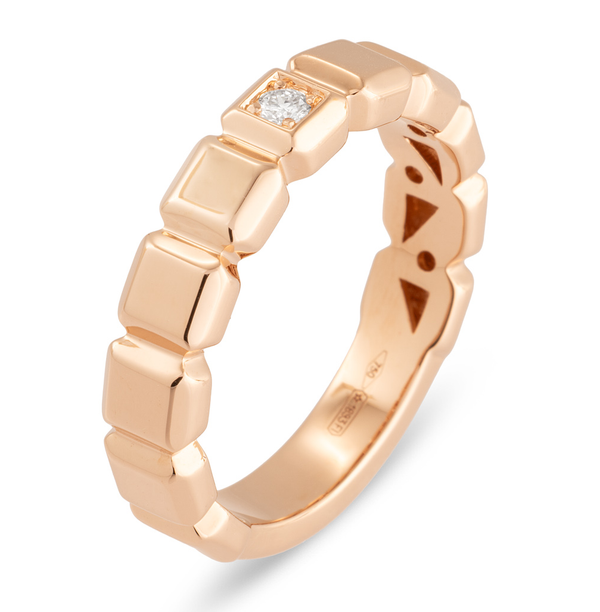 18 karaat roségouden dames ring met diamant - Iris Cube - Ponte Vecchio