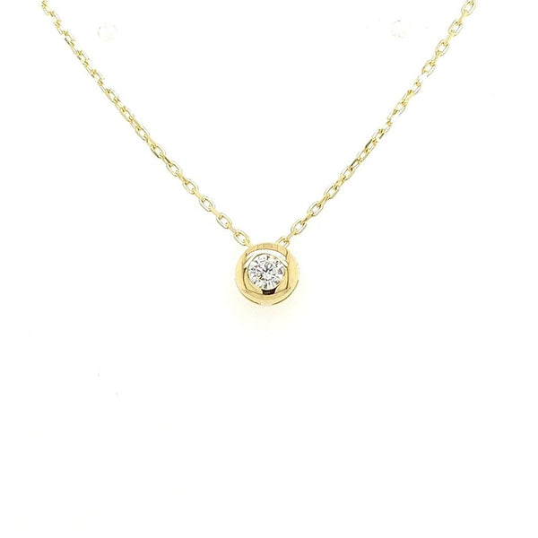 14 karaat geelgouden collier met diamanthanger - 0,05ct.