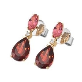 18 karaat roségouden oorstekers met Granaat en Toermalijn - Iris - Ponte Vecchio