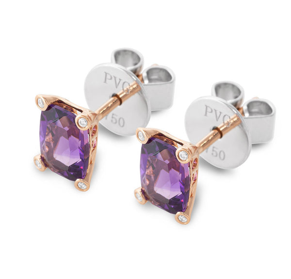 18 karaat roségouden oorstekers met Amethyst - Iris - Ponte Vecchio
