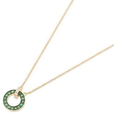 18 karaat geelgouden dames ketting met diamanten en smaragd - Promesse