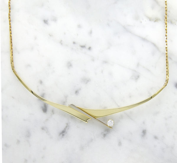 Geelgouden ketting met diamant - Crossbow