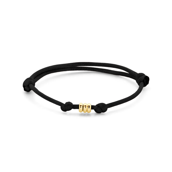 Satijn Armband Trio Zwart - 14k Geelgoud