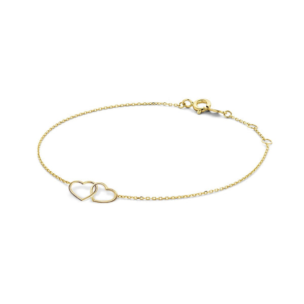 14 karaat geelgouden armband - Jackie - Double Heart Bracelet