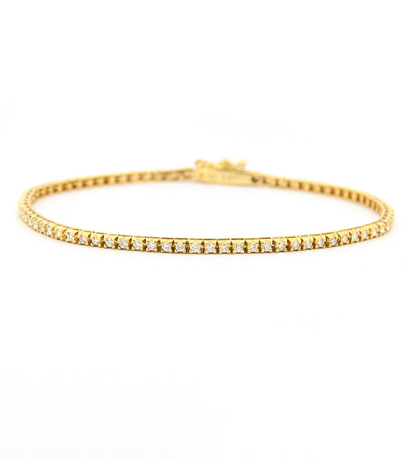 14 karaat geelgouden dames tennisarmband met diamant - Hutjens