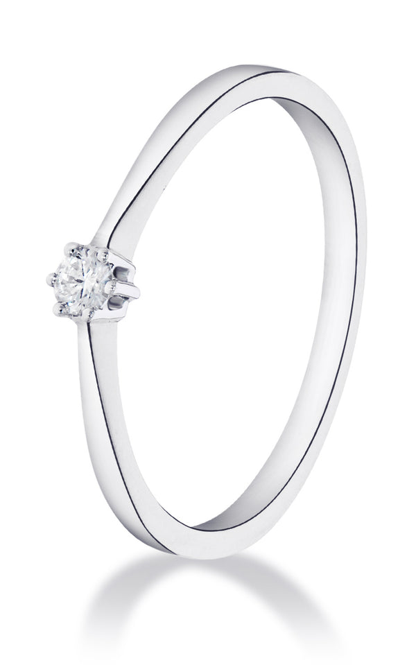 14 karaat witgouden ring met diamant 0.03 crt. - Solitair - Witgoud
