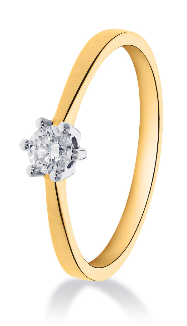 14 karaat geelouden ring met diamant 0.15 crt. - Solitair - Geelgoud