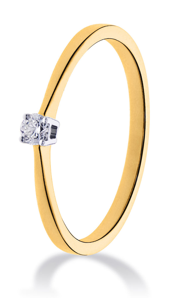 14 karaat geelgouden ring met diamant 0.10 crt. - Solitair - Geelgoud