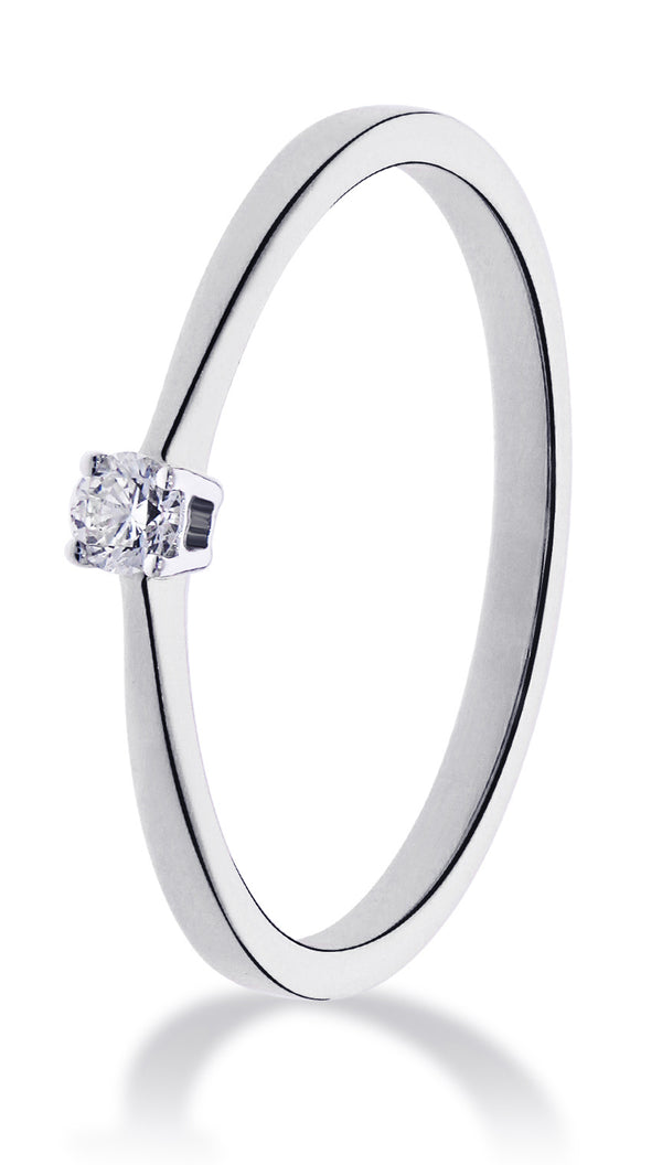 14 karaat witgouden ring met diamant 0.10 crt. - Solitair - Witgoud