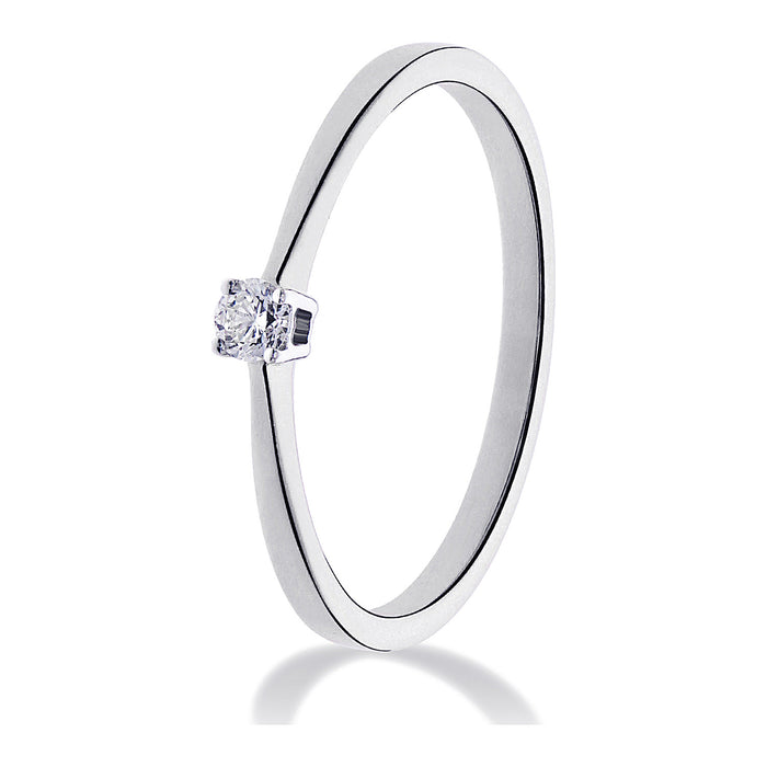 Met diamant 0.10 crt. - Solitair - Witgoud - Hutjens Solitair - 14k Witgoud