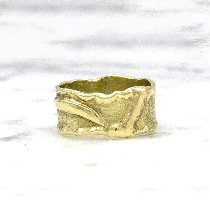 Geelgouden ring breed - Grillo - Hutjens Grillo - 14k Geelgoud