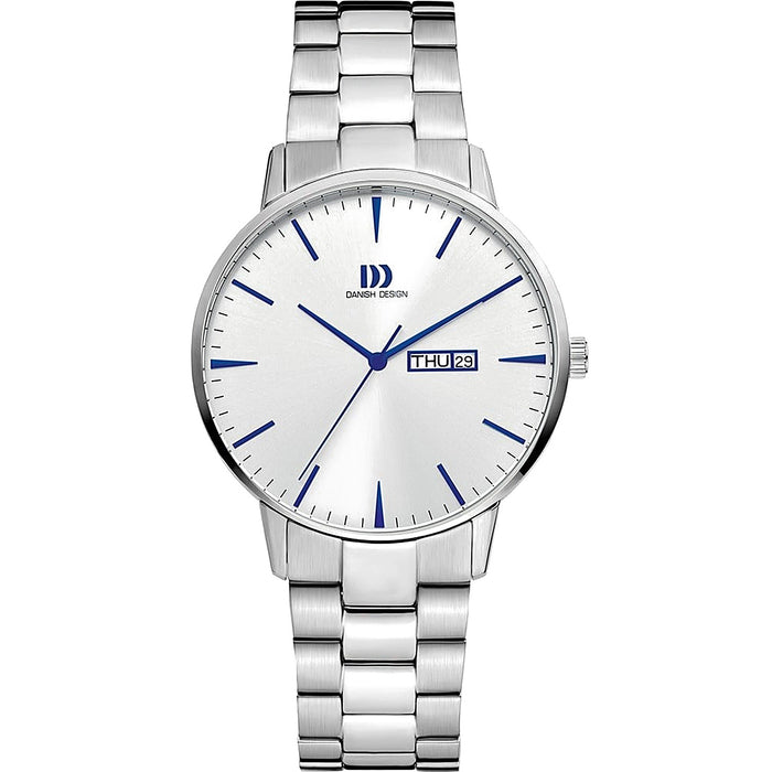 Akilia Day Date Silver Cobalt Link - Danish Design - Roestvrij Staal - IQ90Q1267