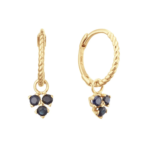 14 karaat geelgouden oorstekers - Triangle Sapphire Hoops - Jackie