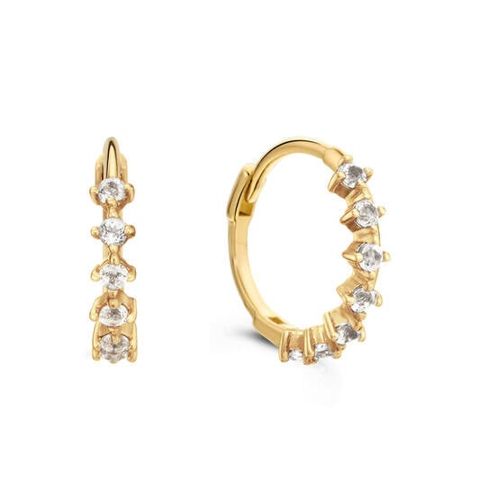 14 karaat geelgouden oorstekers - Radiance White Topaz Hoops - Jackie