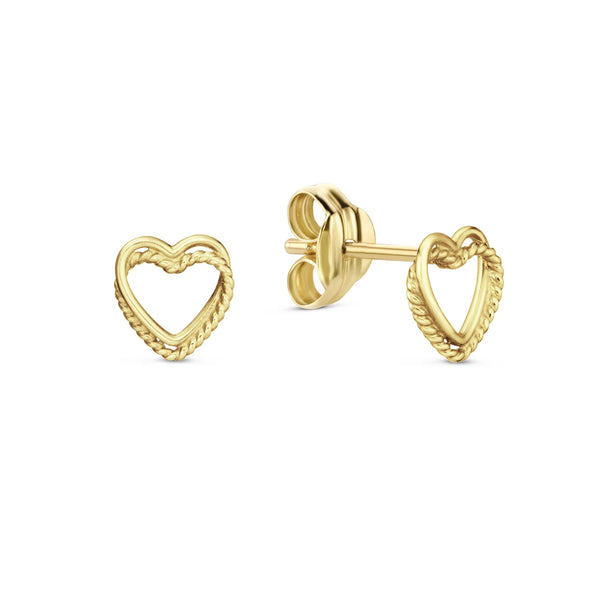 14 karaat geelgouden oorstekers - Twisted Heart Studs - Jackie