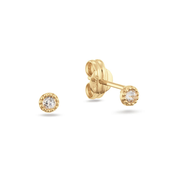 14 karaat geelgouden oorstekers - Grimaldi White Topaz Studs - Jackie