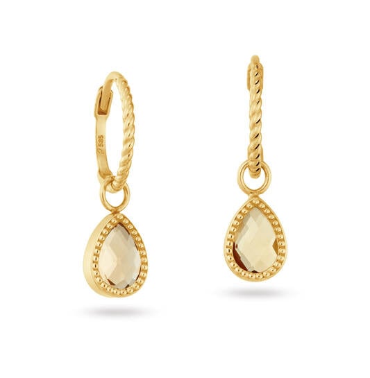 14 karaat geelgouden oorstekers - Amstel Citrine Hoops - Jackie