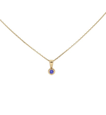 14 karaat geelgouden dames ketting met Saffier - Jackie