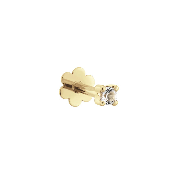 14 karaat geelgouden piercing - Square White Topaz Piercing - Jackie