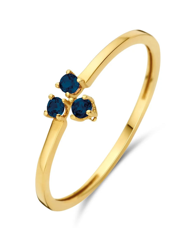 14 karaat geelgouden - Triangle Sapphire Ring - Jackie