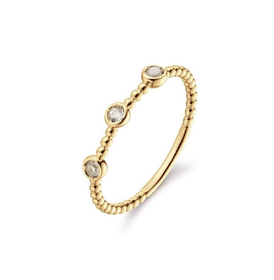 14 karaat geelgouden - Triple White Topaz Ring - Jackie