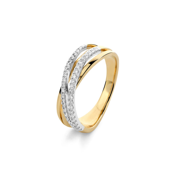 14 karaat geelgouden slagring met diamant - 0,25 ct.