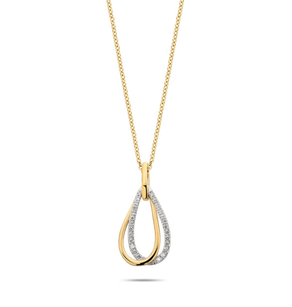 14 karaat  geelgouden collier met diamanthanger - 0,15 crt