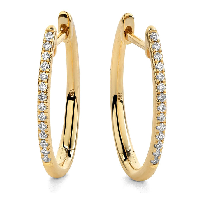 Oorringen met diamant - 0,14 crt. - Hutjens Diamond - 14k Geelgoud