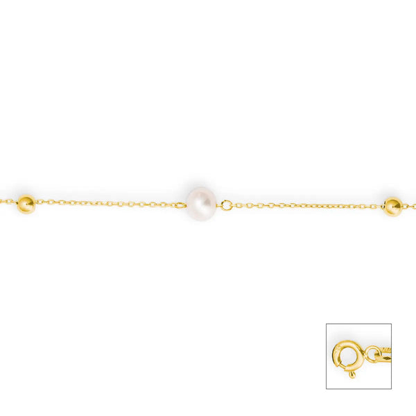 14 karaat geelgouden parel armband - K13715G