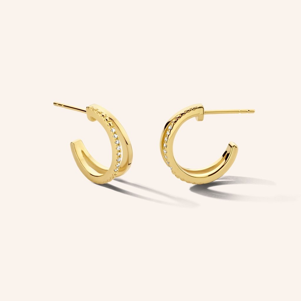 [M2025-3S4-H02] Duo Earrings (Yellow Gold Plated)