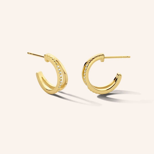 Zilveren oorstekers goudkleurig verguld - Diamanti Per Tutti - Duo Earrings