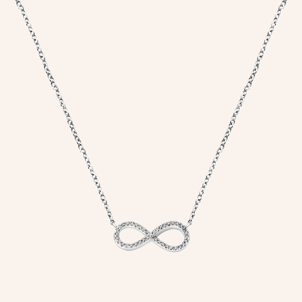 [M2202-1S3-S38S40S42] Big Infinity Necklace (White Plated)
